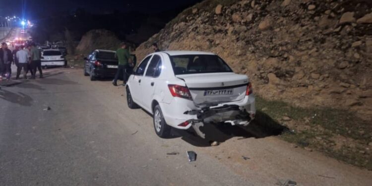 ۸ مصدوم نتیجه تصادف سه خودرو در میدان ورودی مسجدسلیمان