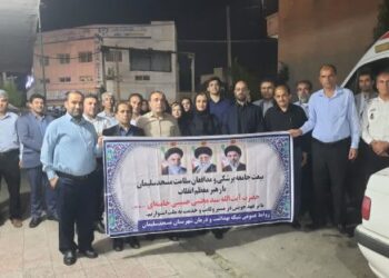 حضور مدیران و کارکنان حوزه سلامت مسجدسلیمان در تجمع حمایتی از رزمندگان اسلام