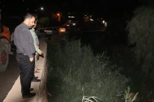 بازدید شبانه شهردار مسجدسلیمان از نقاط بحرانی و حادثه‌خیز شهر در آستانه بارندگی